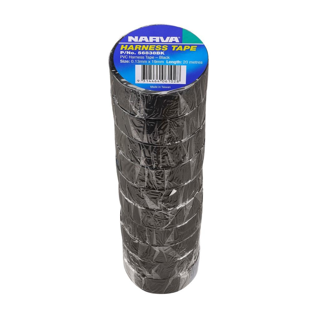 Narva PVC Harness Tape Matt Finish (20m per Roll) - Thickness: 0.13mm - Width: 19mm - Black - Qty: 10