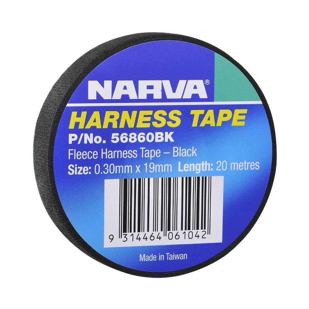 Narva PET Fleece Harness Tape (20m per Roll) - Thickness: 0.33mm - Width: 19mm - Black