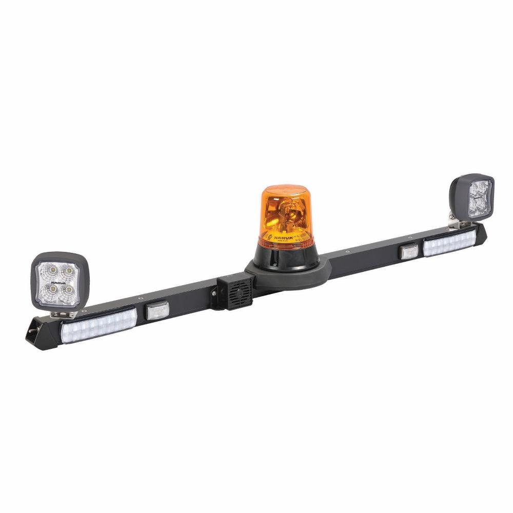 Narva 12V Halogen Rotating Utility Bar - 1.2m w/ L.E.D Work Lamps (Flood Beam - 2000 Lumen) w/o Reversing Alarm