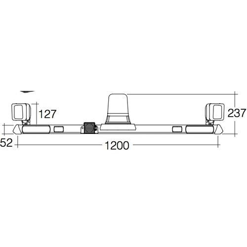 Narva 12V Halogen Rotating Utility Bar - 1.2m w/ L.E.D Work Lamps (Flood Beam - 2000 Lumen) w/o Reversing Alarm