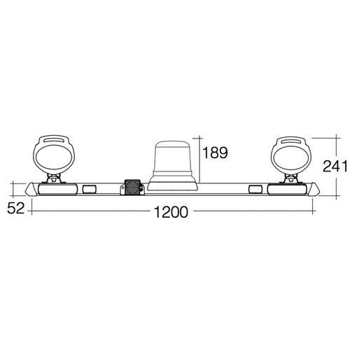 Narva 12/24V L.E.D Low Profile Rotating Strobe Utility Bar - 1.2m w/ Tall L.E.D Strobe & 'Mini Senator' L.E.D Work Lamps - w/ Broadband Reversing Alarm