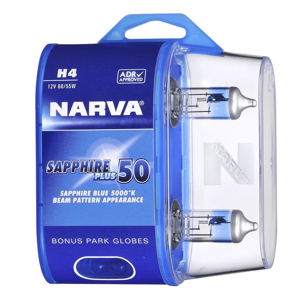 Narva H4 12V 60/55W Sapphire Plus 50 Halogen Headlight Globe - BL2