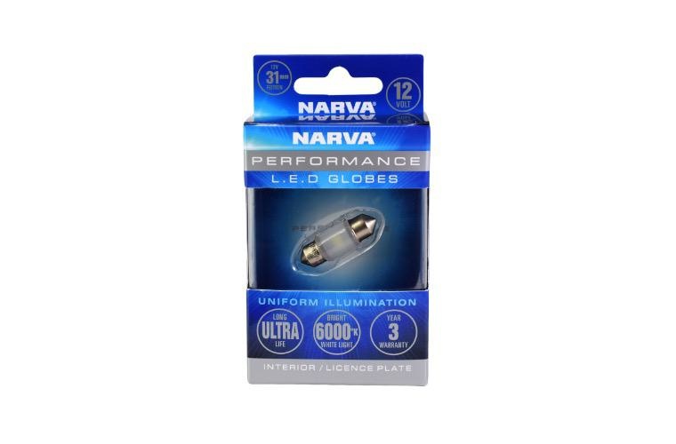 Narva 12V 31MM Festoon LED Globe 6000°K Cool White - Blister Pack