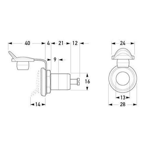 Hella 2 Pole Socket With Cover