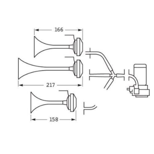 Hella Air Horn Kit - Triple Trumpet - 12V DC