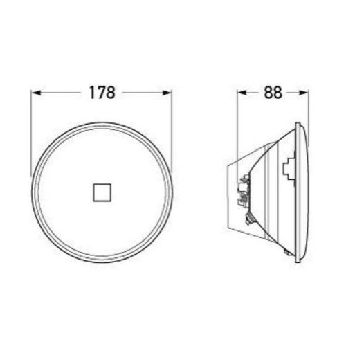 Hella 178mm H4 Halogen Headlamp - High/Low Beam & Front Position - Hardened Glass Insert