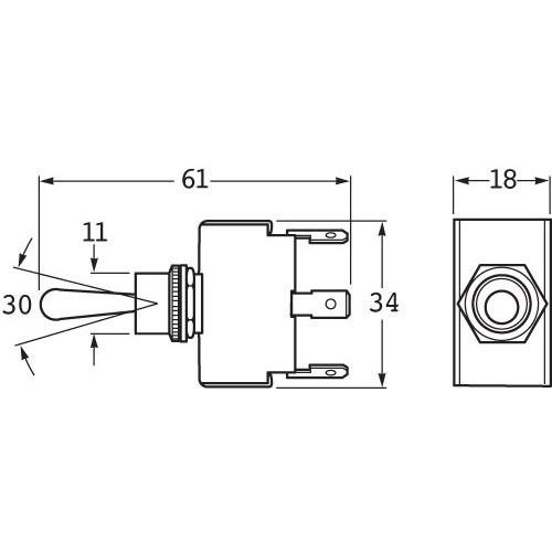 Hella Metal Shaft Toggle Switch On-Off-On