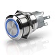 Hella Stainless Steel Momentary Switch With Blue LED Ring Off-(On) - 12V DC