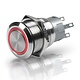Hella Stainless Steel Momentary Switch With Red LED Ring Off-(On) - 24V DC