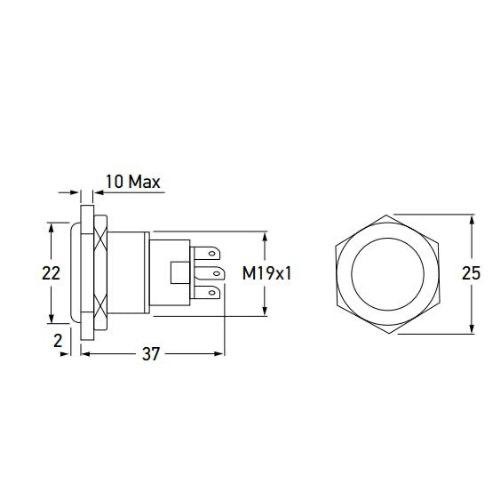 Hella Stainless Steel Momentary Switch With Red LED Ring Off-(On) - 24V DC