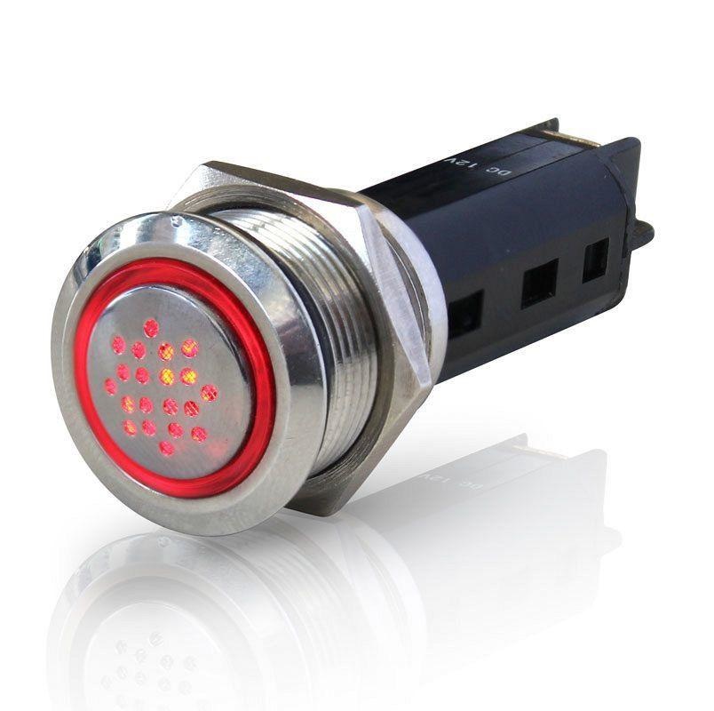 Hella Stainless Steel Buzzer With Red LED Ring - 12V DC