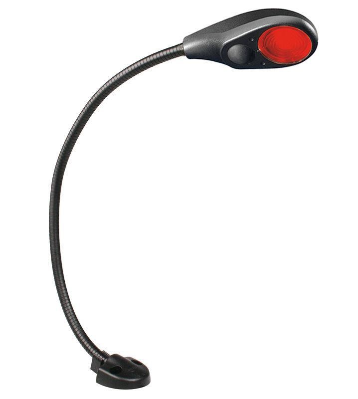Hella Red LED Flexi Chart Table Lamp - 9-31V DC, 16"/400mm Shaft - Black cover