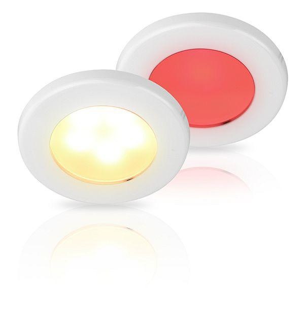 Hella Warm White/Red EuroLED 75 Dual Colour LED Downlight - 12V DC, White Plastic Rim, Screw Mount