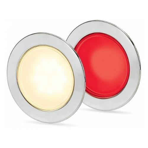 Hella 9-33V DC EuroLED 95 Gen 2 Round Downlight - Recess Mount w/ Spring Clip - Warm White/Red Light