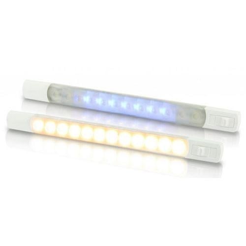 Hella 12V DC LED Surface Strip Lamp Warm White - Blue LEDs w/ Sealed Switch