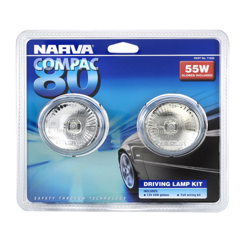 Narva Compac 80 Oval Driving Lamp Kit 12 Volt 55W 80mm Wide - Set of 2 Lamps