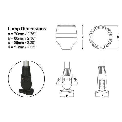 Hella 2NM NaviLED 360 All Round White Fold Down Pole Navigation Lamp - 8inch/205mm - Black Base