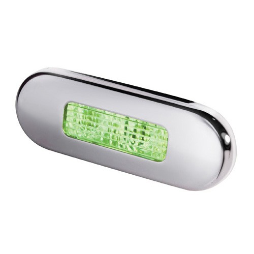 Hella Green Light LED Step Polished stainless steel rim Lamps 10-33V DC