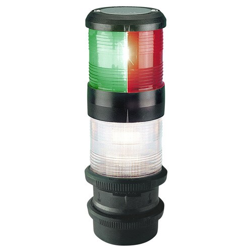 Aquasignal Series 40 Navigation Light Black Housing Tricolour + All Round White Quick Fit 12V