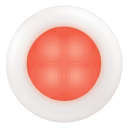 Hella Red Light Round LED Courtesy White plastic rim 12V
