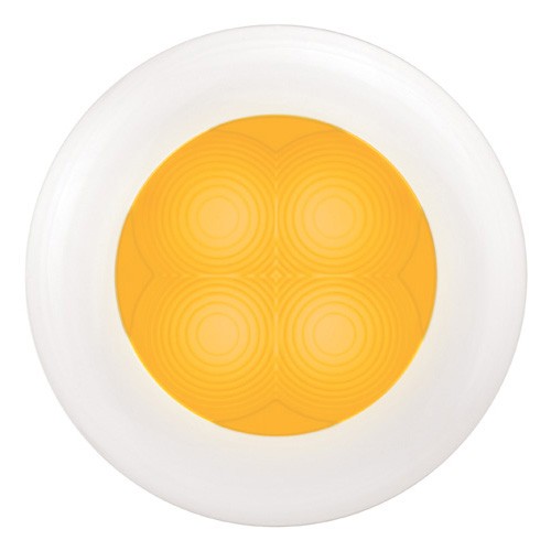 Hella Amber Light Round LED Courtesy White plastic rim 24V