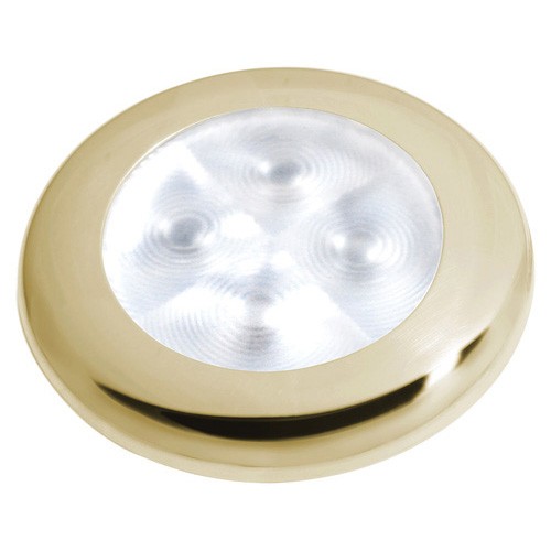 Hella Round Slim Line WHITE LIGHT ROUND* LED Gold stainless steel rim Lamps 12V