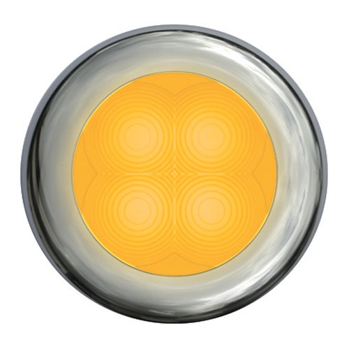 Hella Amber Light Round LED Courtesy Polished stainless steel rim Lamps 24V
