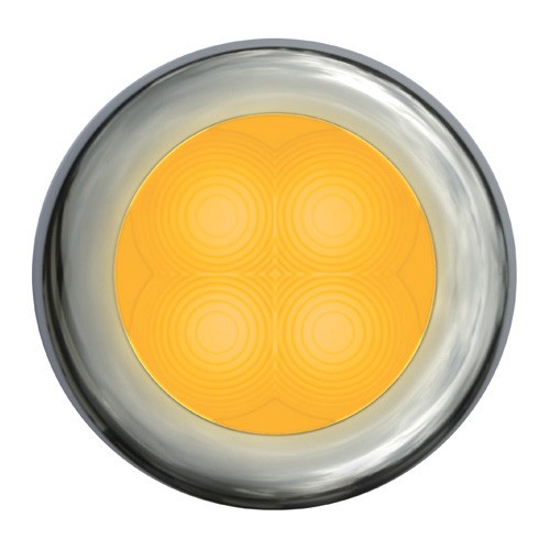Hella Amber Light Round LED Courtesy Polished stainless steel rim Lamps 12V