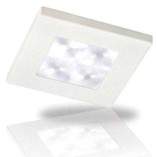 Hella 0596 and 0597 Series Square Downlights White Light LED Downlights - Spot White plastic rim 12V DC