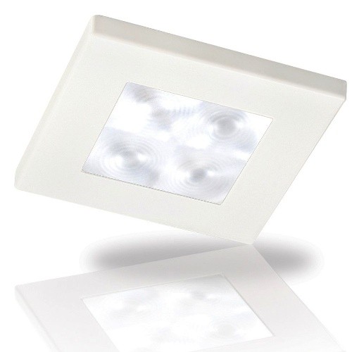 Hella 0596 and 0597 Series Square Downlights White Light LED Downlights - Spread White plastic rim 24V DC