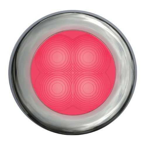Hella Red Light Round LED Courtesy Polished stainless steel rim Lamps 24V