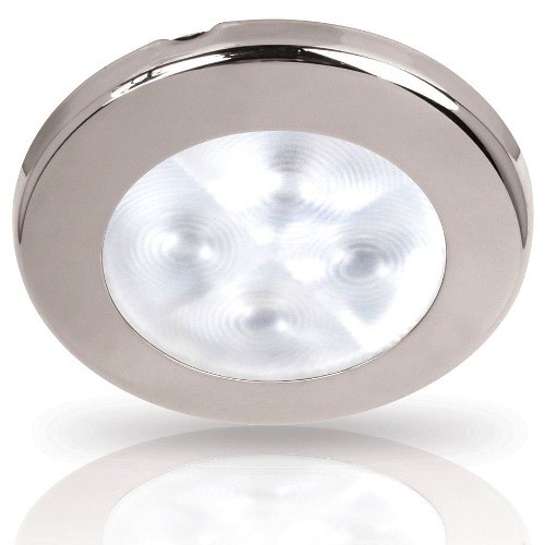 Hella 9599 and 9596 Series Round Downlights White Light LED Downlights - Spread Polished stainless rim 24V DC