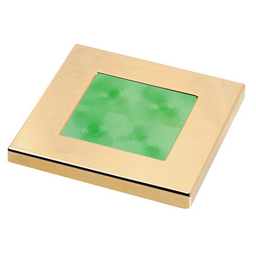 Hella Green Light Square LED Courtesy Gold plated rim Lamps 24V