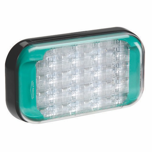 Narva 9-33 Volt High Powered L.E.D Warning Lamp (Green) with 5 Flash Patterns, 0.5m Hard-Wired Cable and Black Base fitted with Deutsch Connector