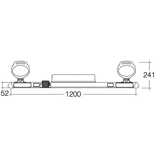 Narva 12/24 Volt L.E.D Light Box Mine Bar - 1.2m with "Mini Senator" L.E.D Work Lamps including in-built handle and switch (Hybrid Lens - 2000 Lumen) without Reversing Alarm