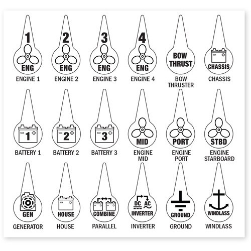 Blue Sea Systems Battery Switch ICON Label Kit