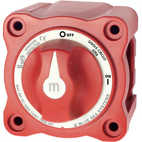 Blue Sea Systems m-Series Mini On-Off Battery Switch with Knob - Red