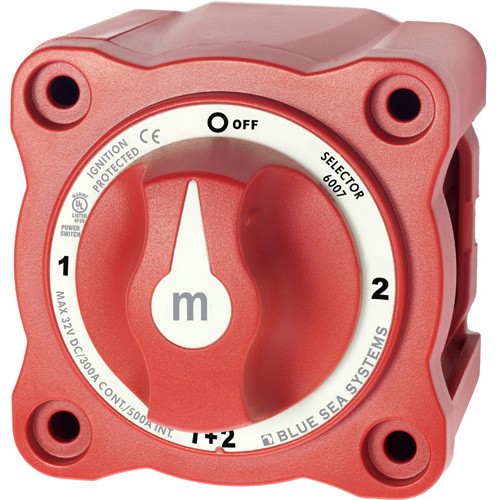 Blue Sea Systems m-Series Mini Selector Battery Switch - Red