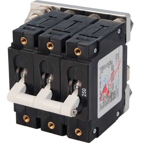 Blue Sea Systems C-Series White Toggle Circuit Breaker - Triple Pole