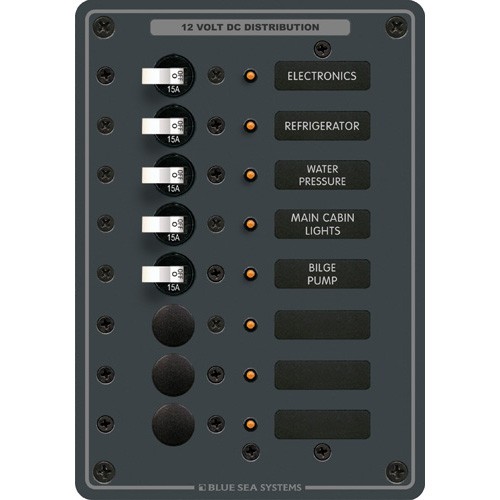 Blue Sea Systems Traditional Metal DC Panel - 8 Positions