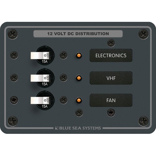 Blue Sea Systems Traditional Metal DC Panel - 3 Positions