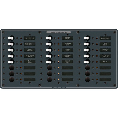 Blue Sea Systems Traditional Metal DC Panel - 24 Positions