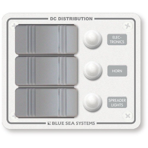 Blue Sea Systems Contura Water Resistant 12V DC Circuit Breaker Panel - White 3  Position