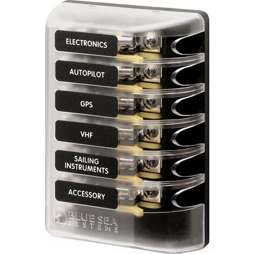 Blue Sea Systems ST Glass 6 CIrcuit Fuse Block with Cover
