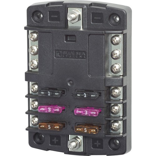 Blue Sea Systems ST Blade Fuse Block 6 Circuits with Negative Bus