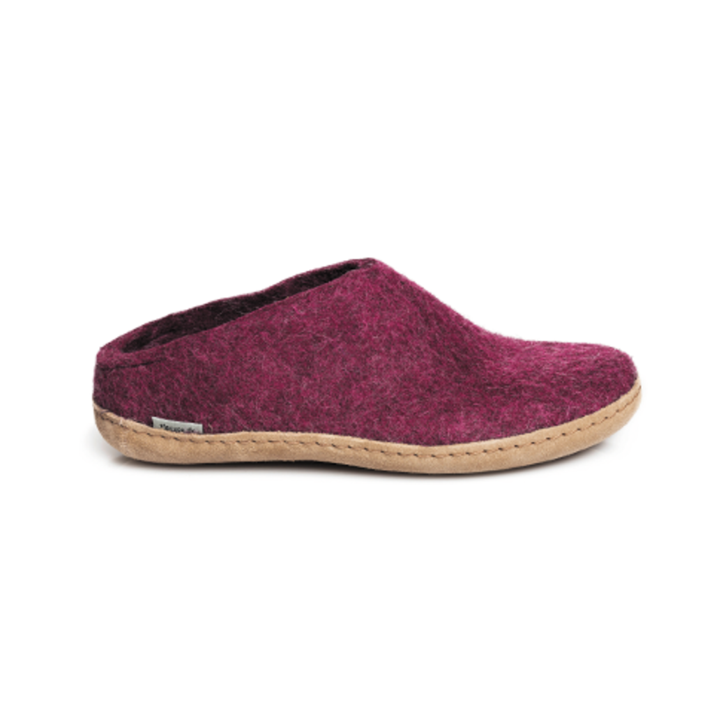 Glerups Open Heel - Charcoal  or Cranberry Coloured with Leather Sole