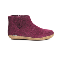 Glerups Boot - Cranberry Coloured with Leather Bottom