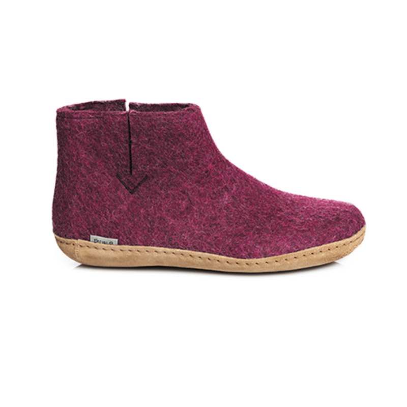 Glerups Boot - Cranberry Coloured with Leather Bottom