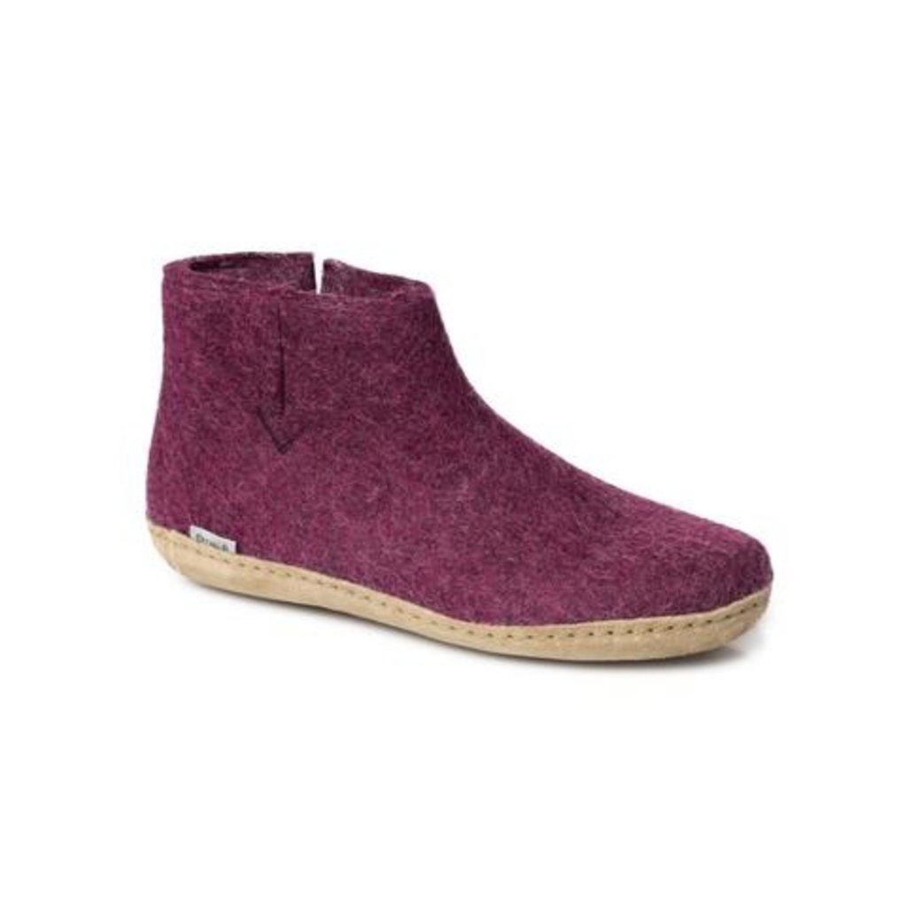 Glerups Boot - Cranberry Coloured with Leather Bottom