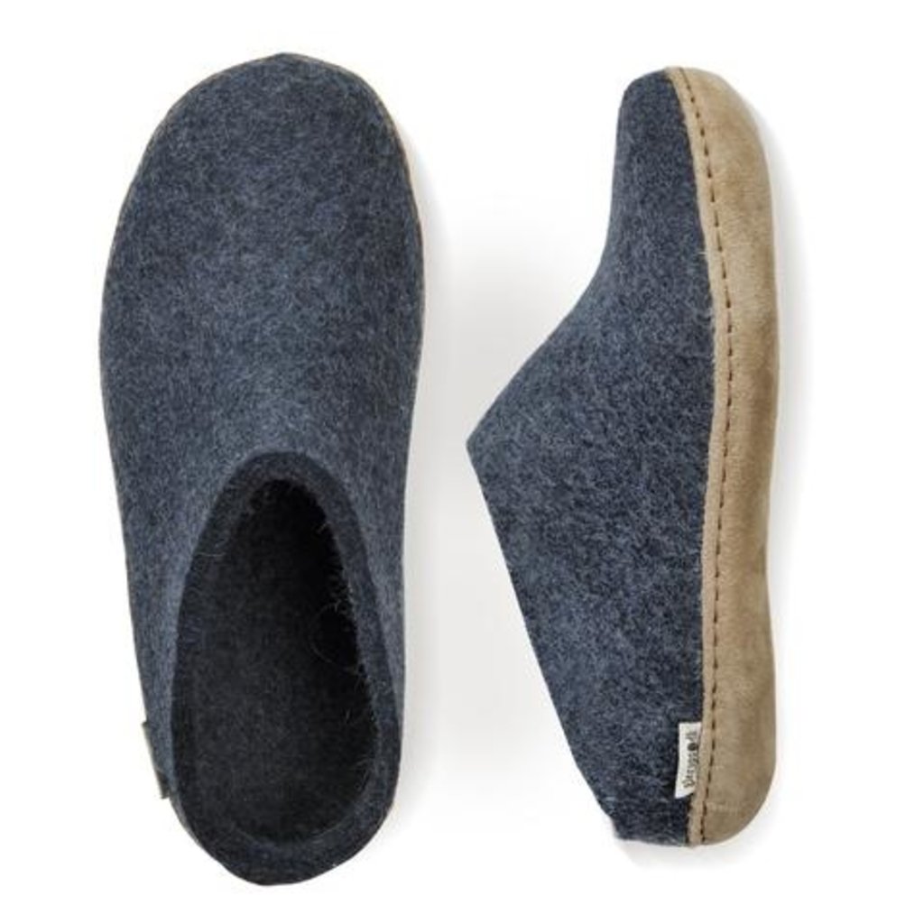 Glerups Open Heel -Denim Coloured with Leather Sole